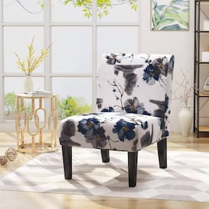 White Wood Frame Fabric Accent Chair,Side Chair with Thick Padded Backrest and Seat Cushion