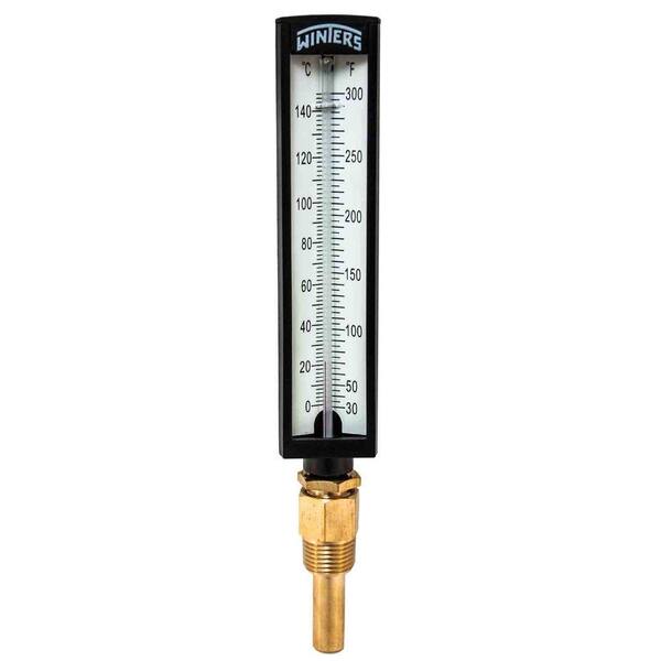 Winters Instruments TAS Series 5 in. Straight Type Thermometer with 1/2 in. NPT Brass Thermowell and Temperature Range of 30-300 Degrees F/C