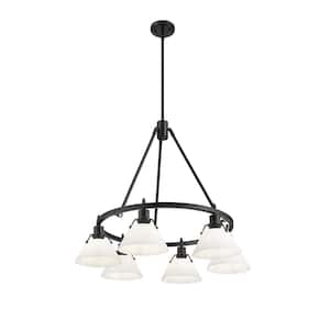 Orwell 6-Light Matte Black and Opal Glass Chandelier