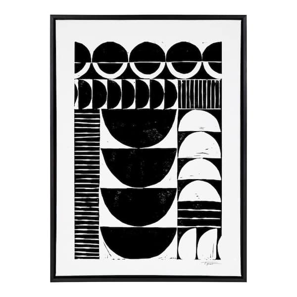 Kate and Laurel Sylvie "Modern Circular Pattern Block Print" by Statement Goods Framed Canvas Abstract Wall Art 38 in. x 28 in.