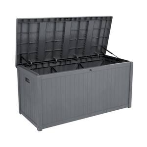 113 Gal. Outdoor Garden Gray Plastic Storage Deck Box