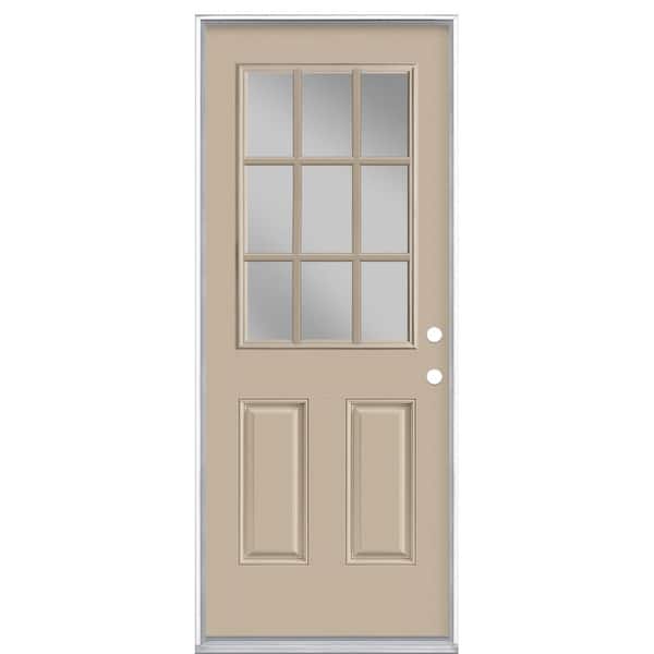 Masonite 32 in. x 80 in. 9 Lite Canyon View Left Hand Inswing Painted Smooth Fiberglass Prehung Front Door with No Brickmold