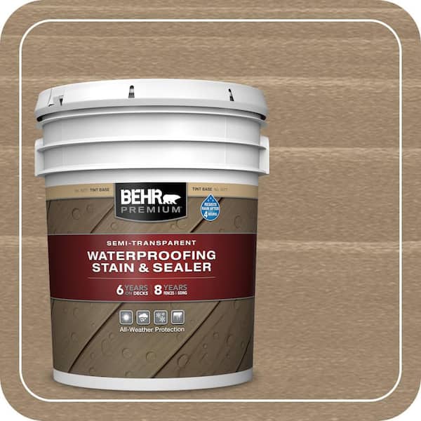 5 gal. #ST-143 Harbor Gray Semi-Transparent Waterproofing Exterior Wood Stain and Sealer