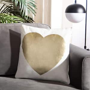 Heart Of Gold White/Beige 16 in. x 16 in. Throw Pillow