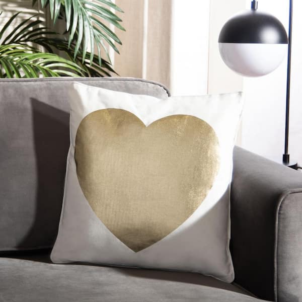 SAFAVIEH Heart Of Gold White/Beige 16 in. x 16 in. Throw Pillow