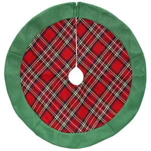 24 in. Green and Red Tartan Christmas Tree Skirt