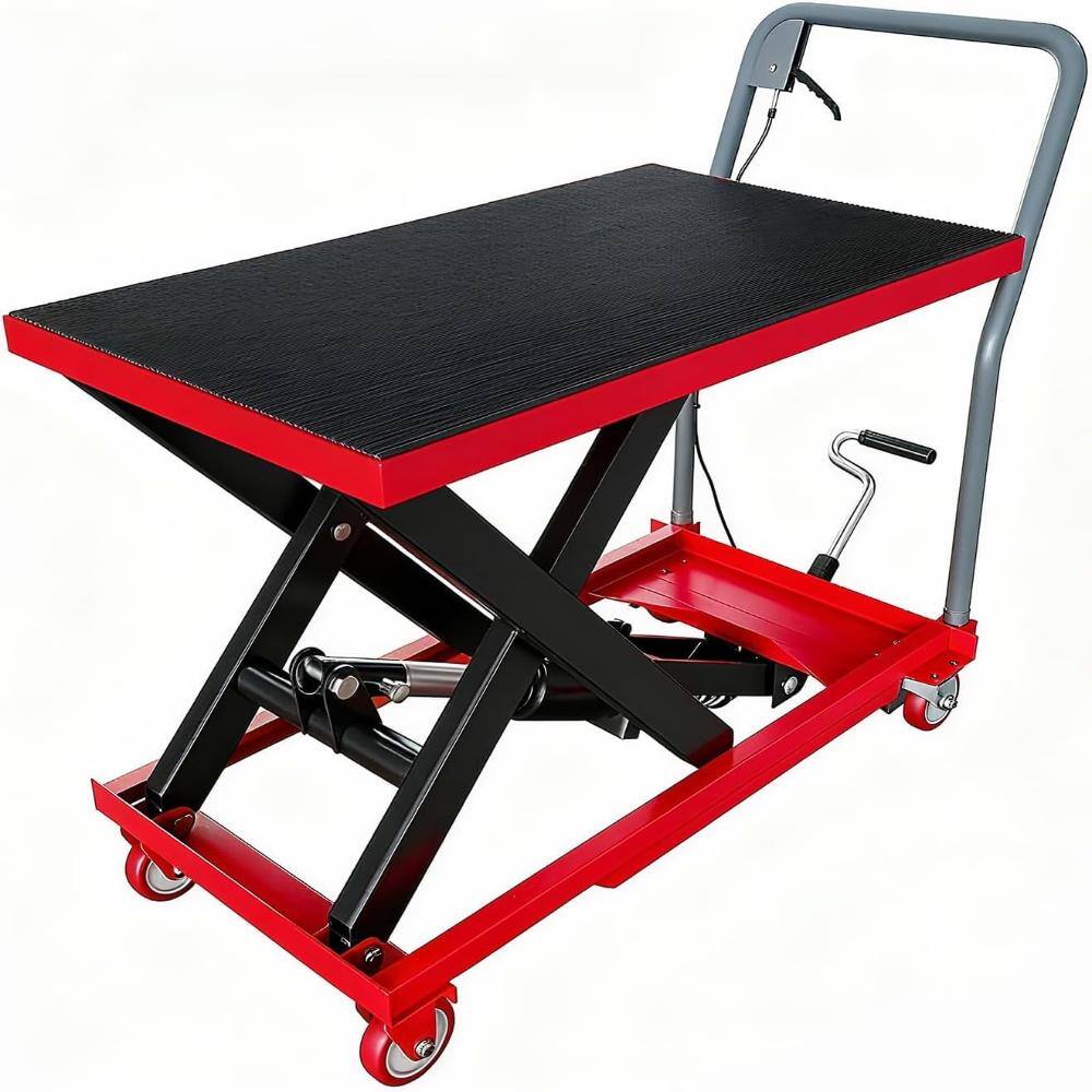 Hydraulic Lift Table Cart 330 LBS Single Scissor Lift Cart, Mobile Lift Jack with Wide Non-Slip Deck, Red & Black price history on PriceWatchPro