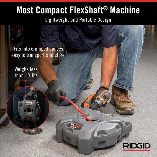 RIDGID K9-12 FlexShaft Wall-to-Wall Drain Cleaner, 1/4 in. x 30 ft
