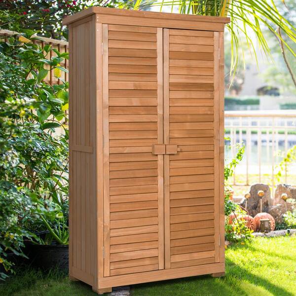 Angeles Home 1 6 Ft X 2 8 5 Wood Garden Storage Shed In Shutter Design