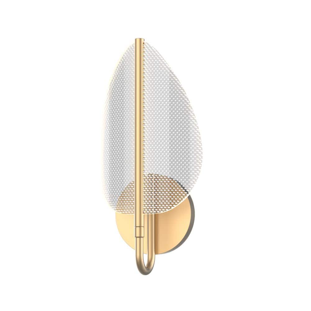 Flora Vintage Brass Edge-Lit LED Bath Sconce, 14.63 in