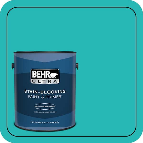 BEHR ULTRA 1 gal. #MQ4-21 Caicos Turquoise Extra Durable Satin Enamel Interior Paint & Primer