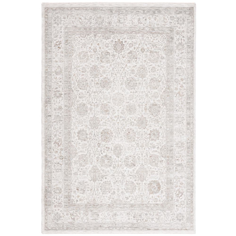 Mason 4 ft. x 6 ft. Ivory/Beige Gray Geometric Floral Border Area Rug price history on PriceWatchPro