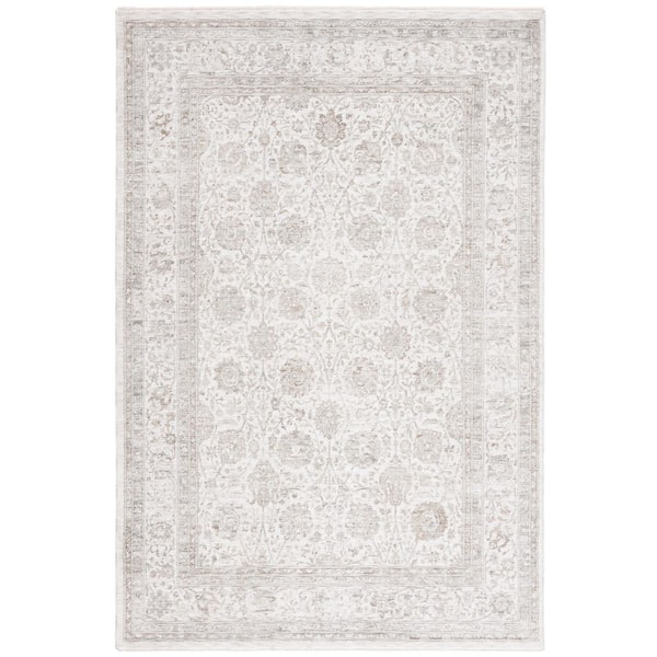 Mason 9 ft. x 12 ft. Ivory/Beige Gray Geometric Floral Border Area Rug