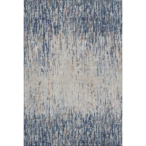 Mayfield Premium Machine Washable Abstract AMF2439 Navy 10 ft. x 14 ft. Area Rug