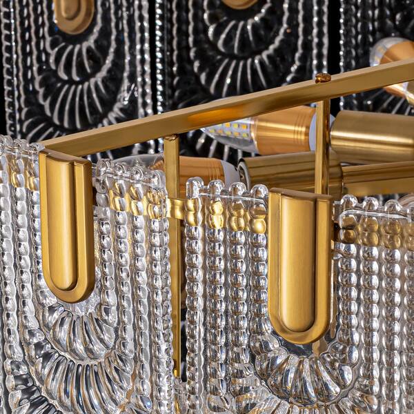 WDETR 32 in. Modern 12-Light Electroplated Gold 3-Layer Glass