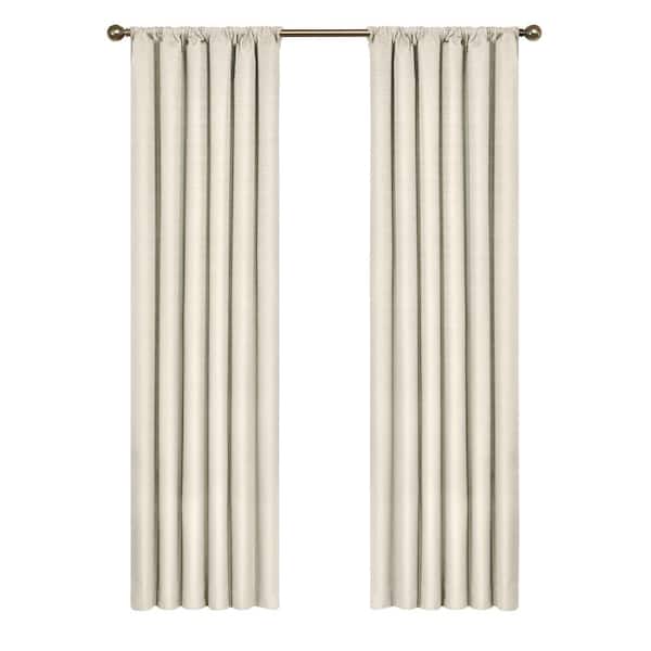 Eclipse Kendall Thermaback Ivory Solid Polyester 42 in. W x 54 in. L Blackout Single Rod Pocket Curtain Panel