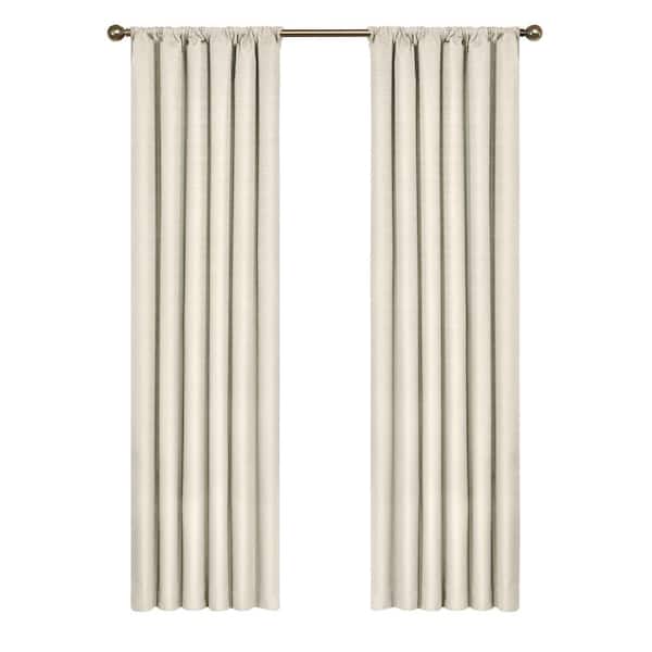 Eclipse Kendall Thermaback Ivory Solid Polyester 42 in. W x 63 in. L Blackout Single Rod Pocket Curtain Panel