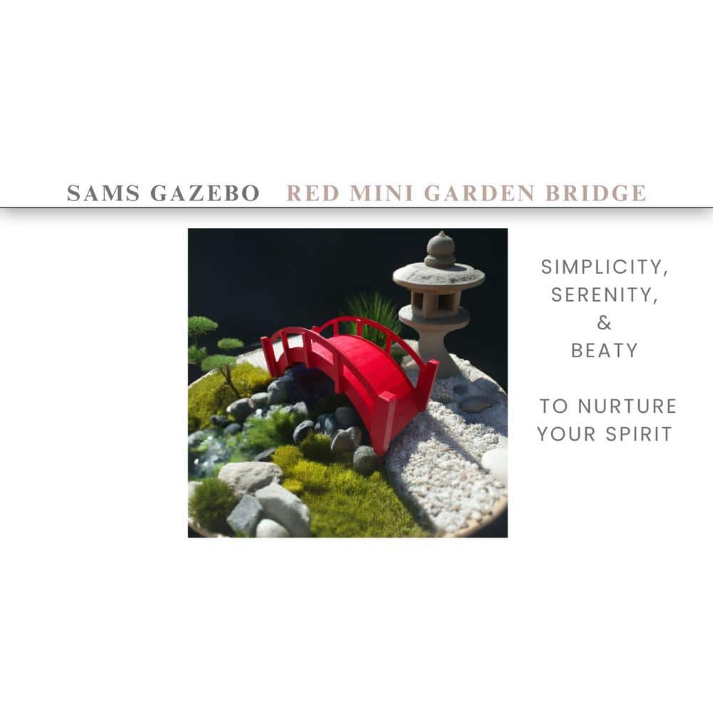 Miniature Red Wood Japanese Garden Bridge, 25"
