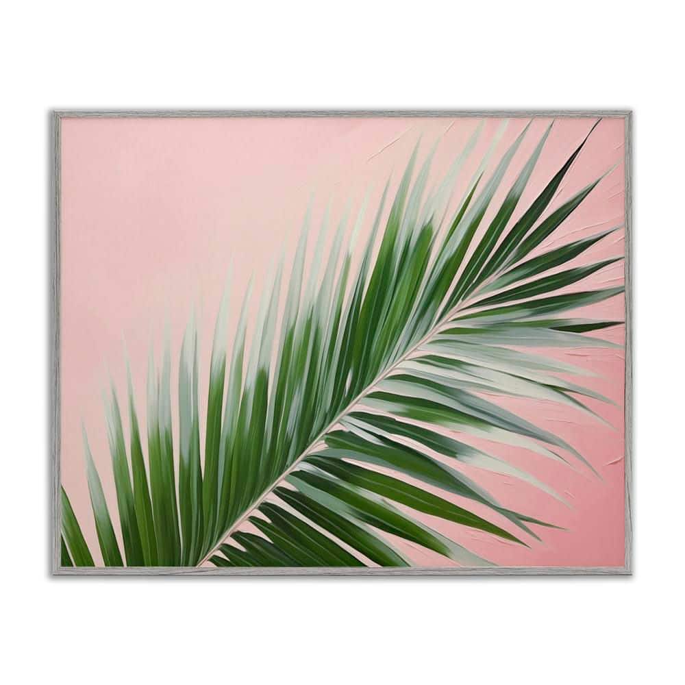 Wispy Palm Leaf on Pink by Arlington Prints Gray Framed Nature Giclee Art Print 11 in. x 14 in. price history on PriceWatchPro