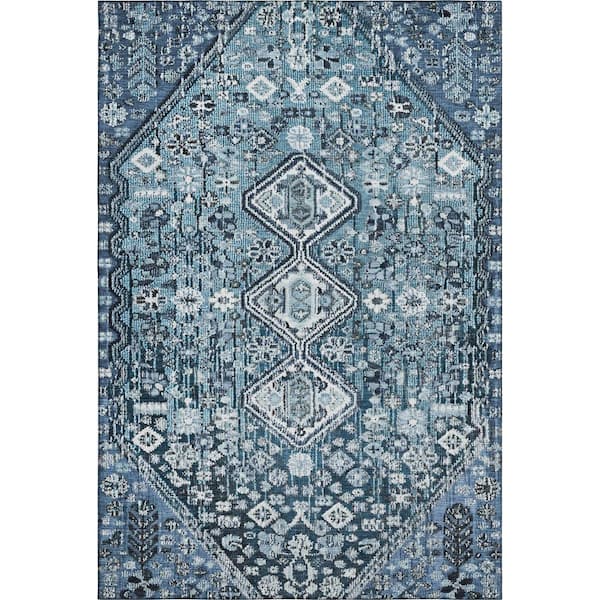 Mayfield Premium Machine Washable Abstract AMF1834 Blue 10 ft. x 14 ft. Area Rug
