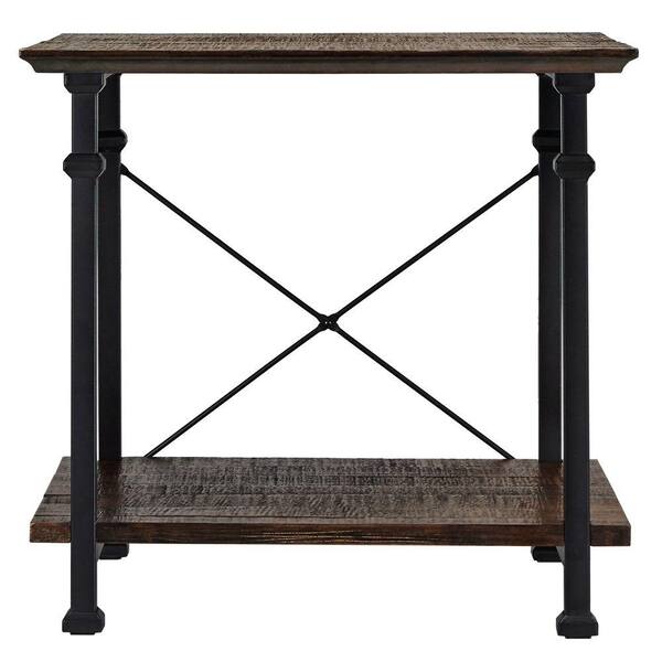 HomeSullivan Grove 24 in. Distressed Cocoa Rectangle Wood Console Table with Shelves