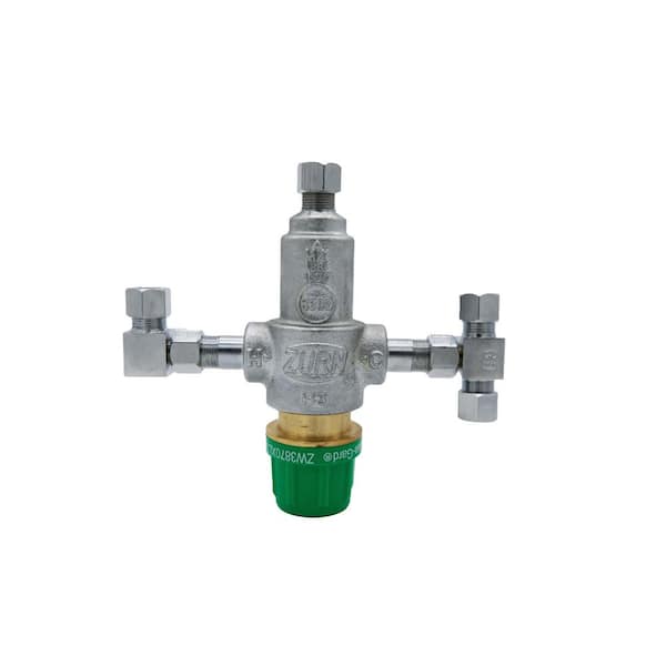 Wilkins 3/8 in. Aqua-Gard Thermal (Hot) Flush Capable Thermostatic Mixing Valve with 4 Port Comp Fittings Lead Free