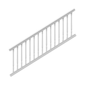 Bella Premier Series 8 ft. x 36 in. White Vinyl Stair Rail Kit with Colonial Balusters
