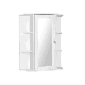 23.5 in. W x 6.5 in. D x 28 in. H Bathroom Storage Wall Cabinet with Single Mirror Door Shelves in White