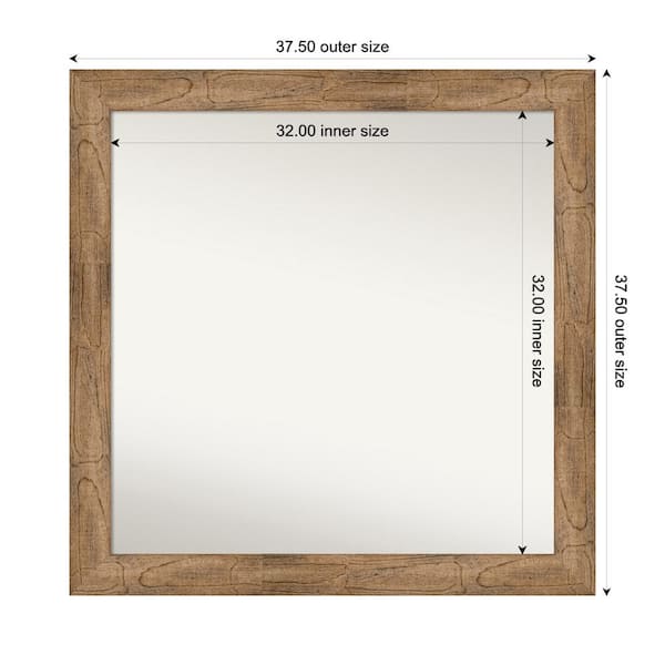 Amanti Art Owl Brown 37.5 in. W. x 37.5 in. Custom Non-Beveled Wood Framed Bathroom Vanity Wall Mirror