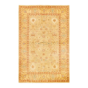 Mogul One-of-a Kind Traditional Yellow 4 ft. 2 in. x 6 ft. 1 in. Oriental Area Rug