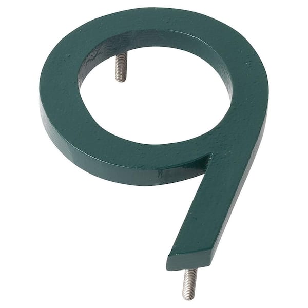 null 16 in. Hunter Green Aluminum Floating or Flat Modern House Numbers 0-9 - 9