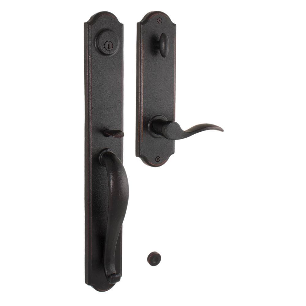 Weslock Molten Bronze Single Cylinder OilRubbed Bronze LeftHand Wiltshire Door Handleset with