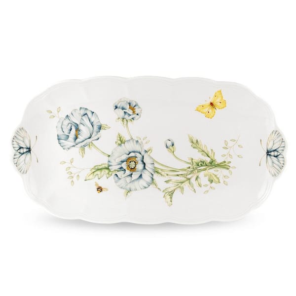 Lenox Butterfly Meadow 14.75 in. L x 9 in. W Porcelain Multi Color Oblong Sandwich Tray