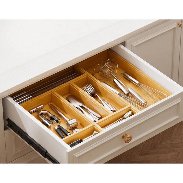 Anqtovp 2 in. H x 5 in. W x 14 in. D Natural Bamboo Stackable