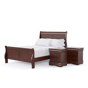 Burkhart 3 Piece Cherry Wood Full Bedroom Set with 2 Nightstands