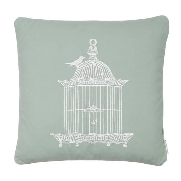 LEVTEX HOME Palladium Sage Embroidered Birdcage 20 in. x 20 in. Throw Pillow