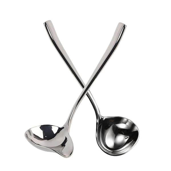 2-Piece Stainless Steel Small Sauce Ladle Set with Pouring Spout 7.4 in. Dishwasher Safe Specialty Flatware