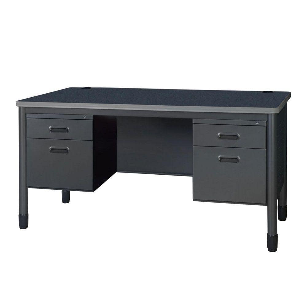 Mesa 60 in Grey Steel Double Pedestal Teacher's Office Desk