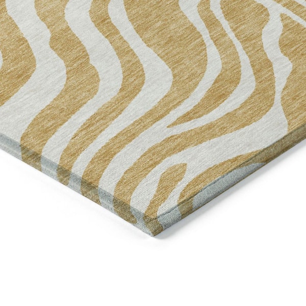Chantille Machine Washable Indoor/Outdoor Abstract ACN1042 Gold 2 ft. 6 in. x 3 ft. 10 in. Area Rug