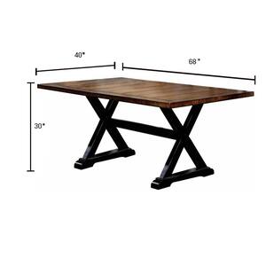 Alana Antique Oak and Black Transitional Style Rectangular Dining Table