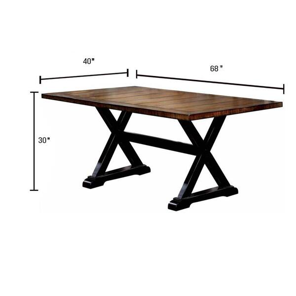 William's Home Furnishing Alana Antique Oak and Black Transitional Style Rectangular Dining Table