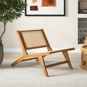 Natural Teak Wooden Outdoor Lounge Chair in. Set of 1