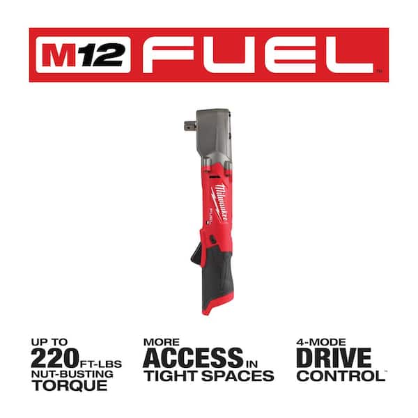 M12 FUEL 12V Lithium-Ion Brushless Cordless 1/2 in. Right Angle Impact Wrench with Pin Detent with M12 5.0 Ah Battery