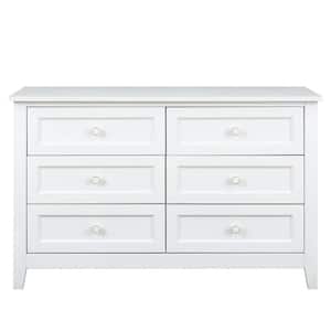 47.24 in. W x 17.72 in. D x 30.75 in. H White Wood Linen Cabinet Spray-Painted Drawer Dresser Lockers Retro Round Handle