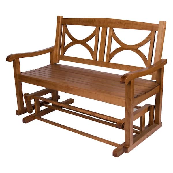 48 5 L Oak Finish Wooden Outdoor, Wooden Porch Bench Glider
