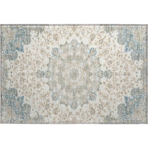 Mayfield Premium Machine Washable Abstract AMF2489 Ivory 2 ft. x 3 ft. Accent Rug