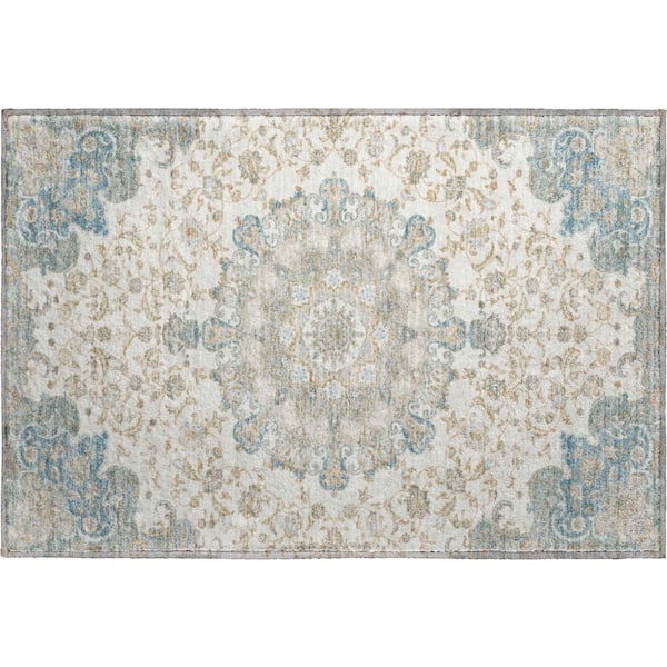 Mayfield Premium Machine Washable Abstract AMF2489 Ivory 2 ft. x 3 ft. Accent Rug