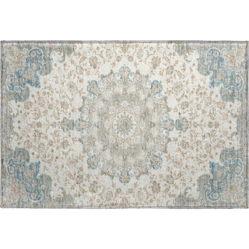 Mayfield Premium Machine Washable Abstract AMF2489 Ivory 3 ft. x 4 ft. Area Rug price history on PriceWatchPro