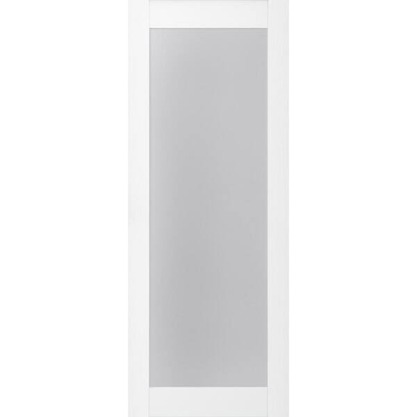 Belldinni Paola 207 18 in. x 96 in. No Bore Full Lite Frosted Glass Bianco Noble Wood Composite Core Interior Door Slab