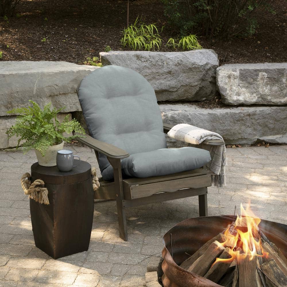 Stone Grey Tufted Outdoor Rocking Chair Cushions, Set of 2